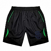 Men's San Diego Padres Black Green Stripe MLB Shorts